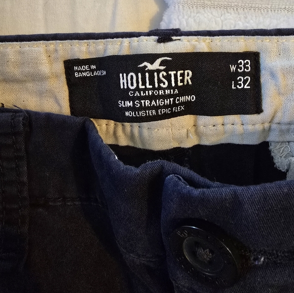 Hollister Navy Blue Slim Straight Chino Pants 33w 32l - Picture 2 of 3